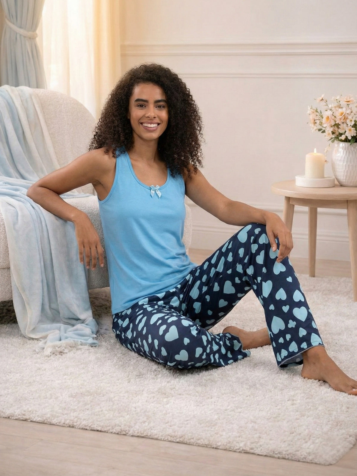 Pijama Mujer Pantalón Largo y Blusa Sisa, Corazón.